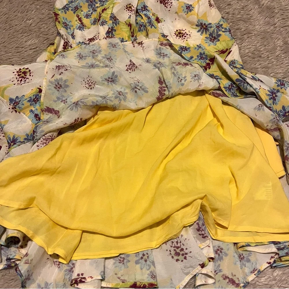 Free People Sugar Crush V-neck Puff Sleeve Floral Mini Dress small